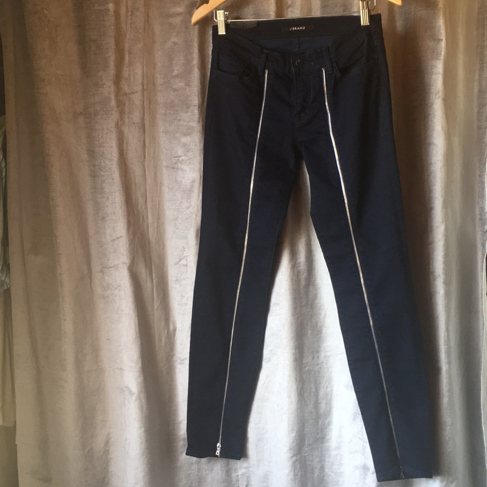 J Brand jeweled zipper skinny jeans.